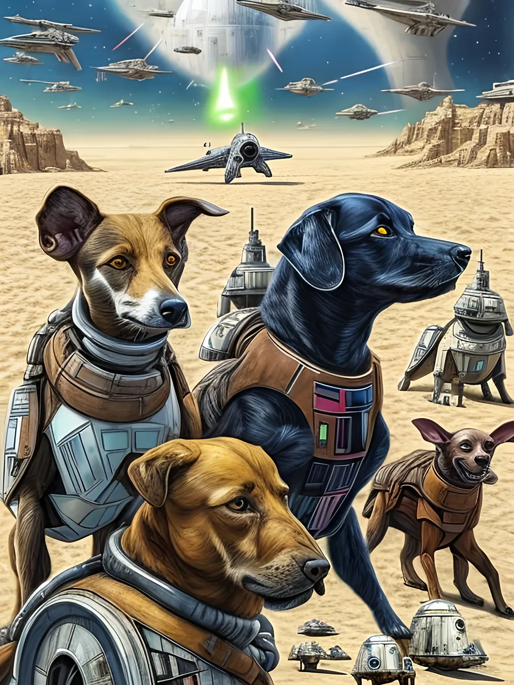 Prompt: pop art chalk pastel style art of detailed dog in star wars with pod racers, sketch, detailed background, highres, fun atmosphere, natural lighting,  abstract, fun