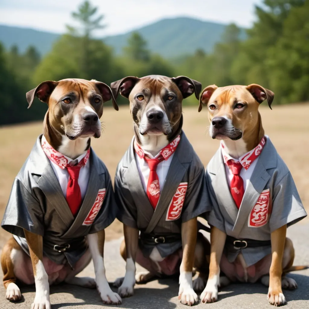 Prompt: black mountain cur dogs dressed like yakuza drinking soda