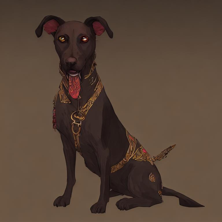 Prompt: black mountain cur dog dressed as yakuza in egypt