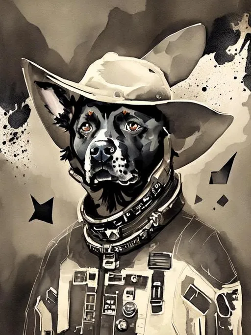 Prompt: Surrealism black dogs in cowboy outfits in space, abstract art style, cowboy hat, eerie atmosphere, floating celestial bodies, mysterious nebulae, dreamlike, surreal, high contrast, otherworldly, abstract, space, astronaut, fun atmosphere, celestial bodies, dreamlike, surreal, high contrast, mysterious, nebulae, dogs