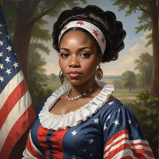 Prompt: An African American wife of a United States patriot