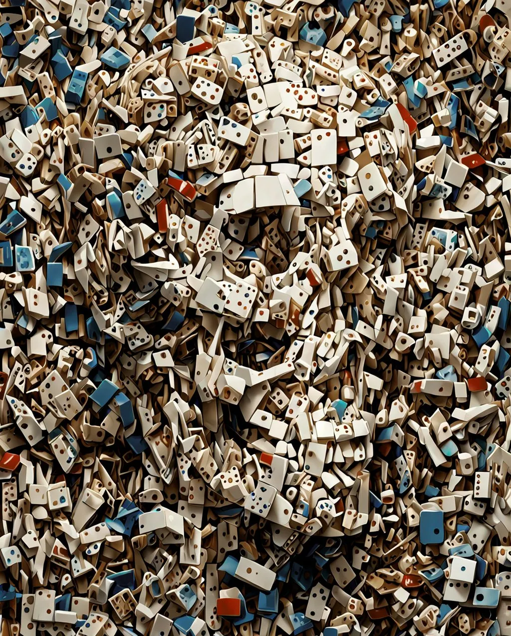 Prompt: the anatomy of a human head made of domino pieces and shels, an ultrafine detailed painting by James jean, octopath traveler, Behance contest winner, vanitas, angular, altermodern, surreal