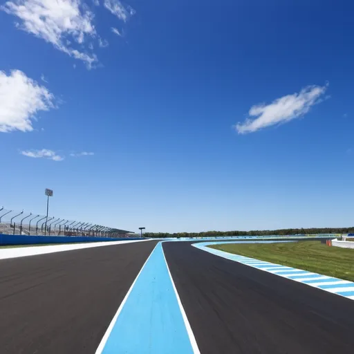 Prompt: race track with blue sky in the background