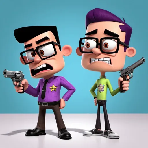 Prompt: Fanboy and chum chum except fanboy is black and chum chum is a gun 