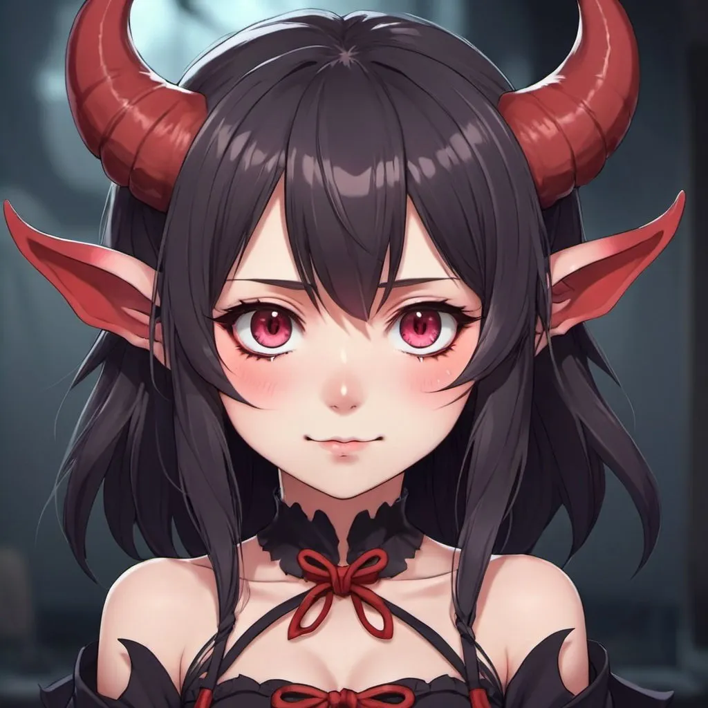 Prompt: cute anime demon girl