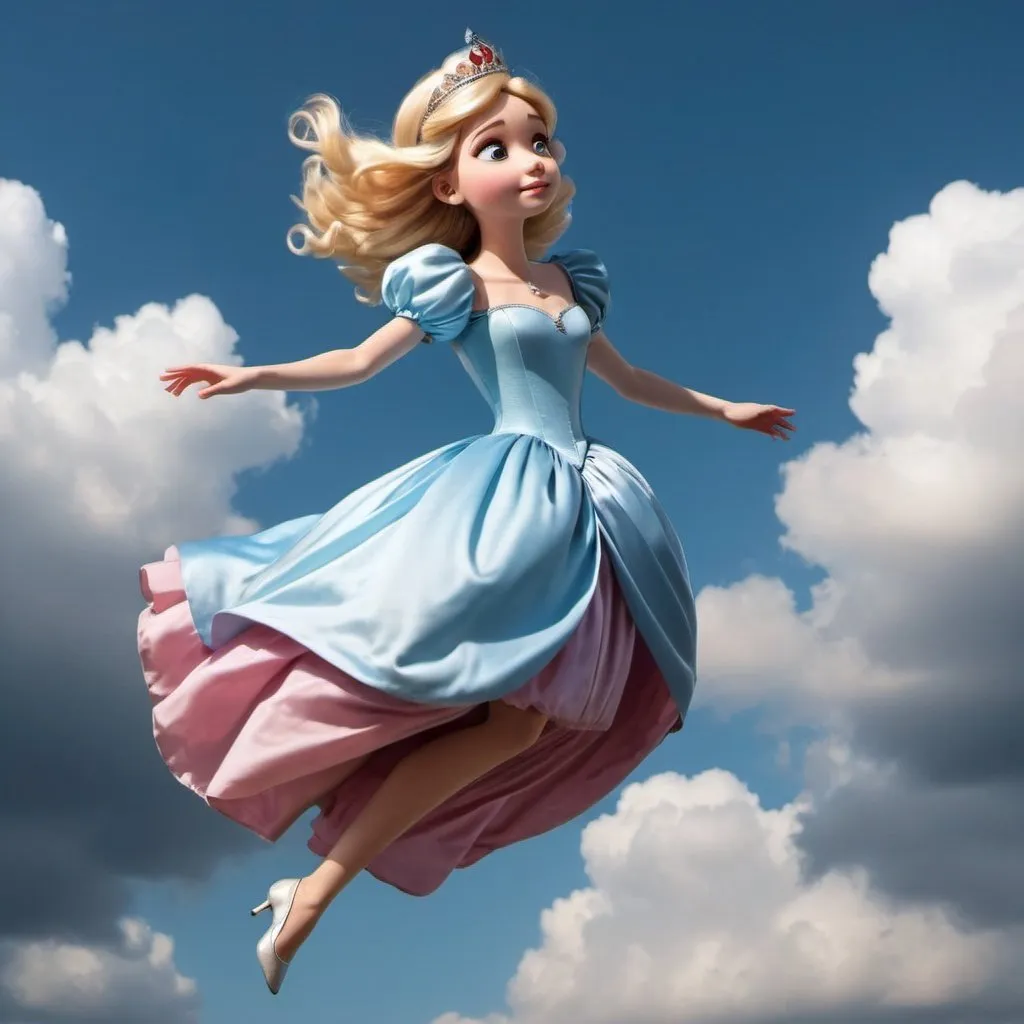 Prompt: princess falling dramatically from the sky
