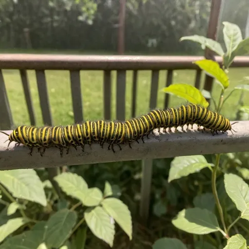 Prompt: An army of caterpillars being fed in an enclosure 