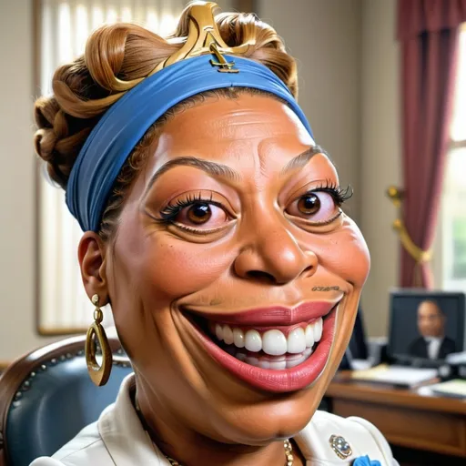 Prompt: cartoon painted caricature of the queen latifah from set it off movie