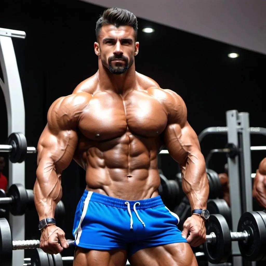 Prompt: Handsomest hyper muscular Spanish bodybuilder packed with muscle, extremely muscular, handsome, godly, hyper giants, , ripped clothes, giant, extremely muscular,  hyper muscular 