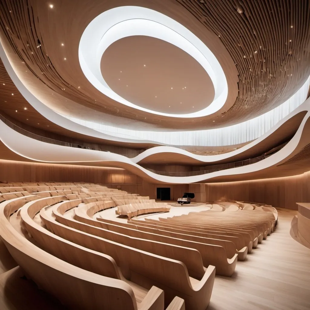 modern, architectural concert hall with a striking,...