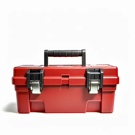 Prompt: Red toolbox, closed, no shadow, white background