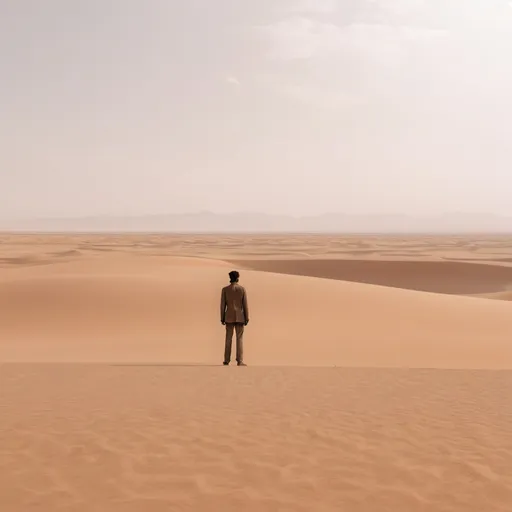 Prompt: A man standing alone in the desert