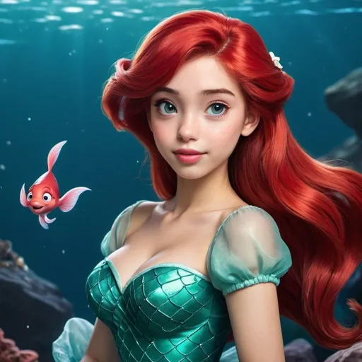 Prompt: Disney princess Ariel as anime character 