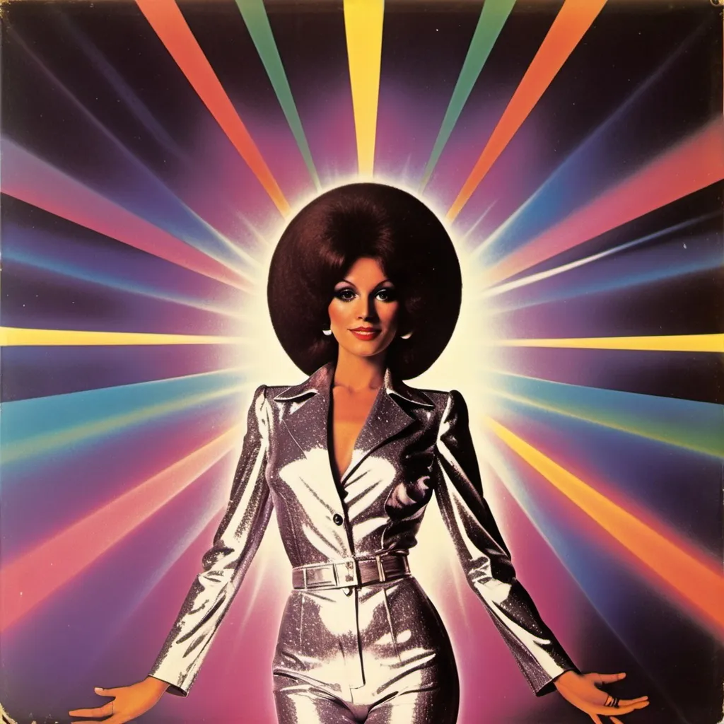 Prompt: vintage disco album cover, no text