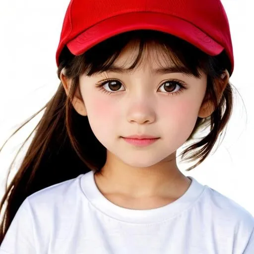 Prompt: little girl's head, 10 years old, white T-shirt, red cap, 3 difference expressions and rotated poses, arrange in order in Character sheet, SD anime style, 2x zoom out camera, high detailed, white background.