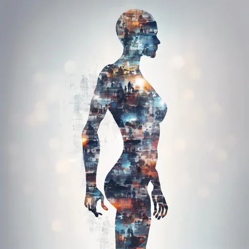 Prompt: <mymodel>silhouette 
AI robot shape overlay blur non-job people. Double Exposure style, Blending 2 concept, 100% isolated white background.