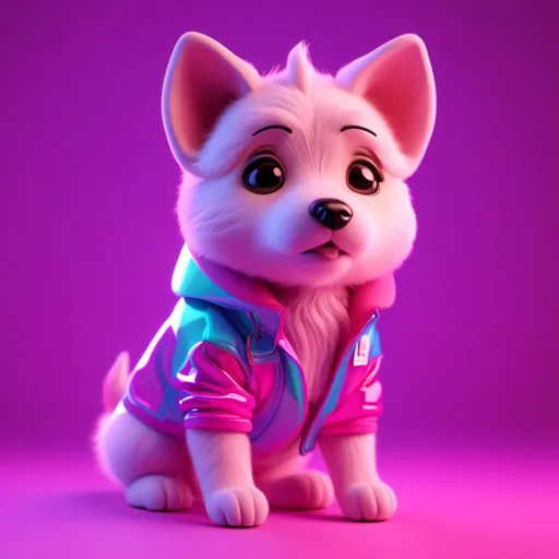 Prompt: <mymodel> cute dog, jacket {synthwave}, soft smooth lighting, soft colors, 100mm lens, 3d blender render