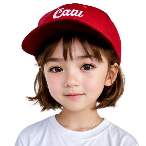 Prompt: little girl's head, 10 years old, white T-shirt, red cap, 3 difference expressions and rotated poses, arrange in order in Character sheet, SD anime style, 2x zoom out camera, high detailed, white background.