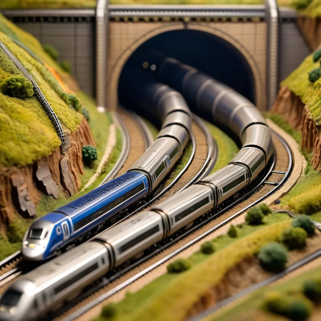 Prompt: A DIY themed English Channel Tunnel, intricate art, rich textures, tilt-shift, dynamic composition, high resolution, 200 mm lens, macro photography, sharp focus, depth of field.