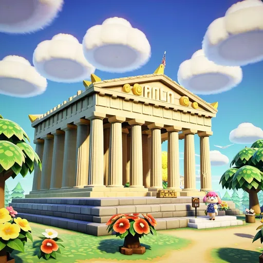 Prompt: Animal Crossing themed Parthenon.