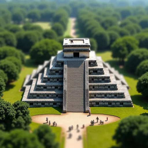 Prompt: soft felt themed Mexico's Chichen Itza, intricate art, rich textures, tilt shift, isometric miniature, aerial view, dynamic composition, immersive atmosphere, 135mm lens, macro photo, sharp focus, depth of field, ultra high detailed. 