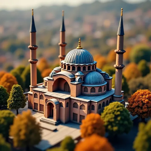 Prompt: soft felt themed Istanbul's Hagia Sophia, intricate art, rich textures, tilt shift, isometric miniature, aerial view, dynamic composition, immersive atmosphere, 135mm lens, macro photo, sharp focus, depth of field, ultra high detailed. 