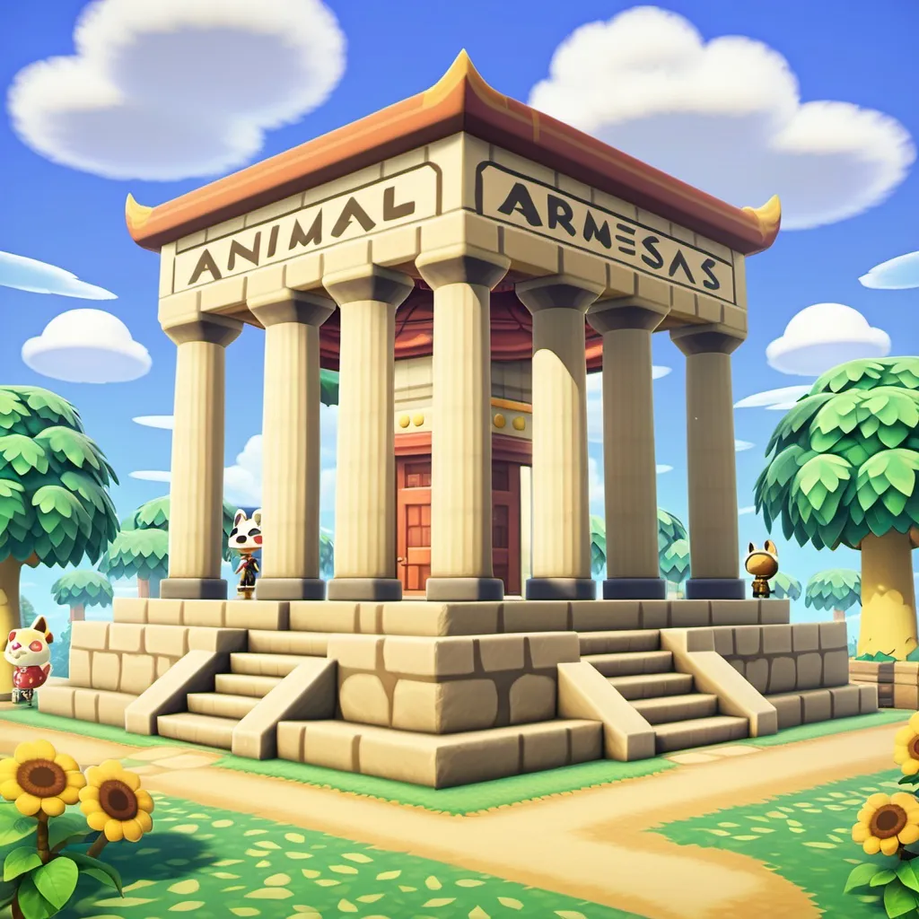 Prompt: Animal Crossing themed Temple of Artemis.