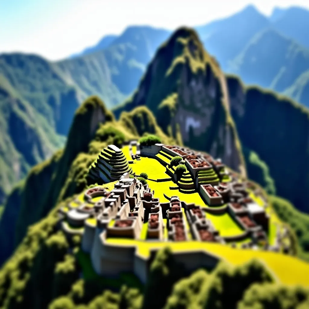 Prompt: An DIY themed Peru's Machu Picchu, intricate art, rich DIY textures, full aerial view, tilt-shift, dynamic composition, high resolution, 50mm lens, sharp clear focus, depth of field.