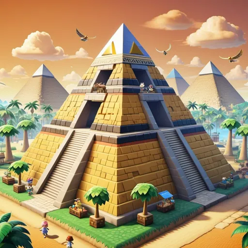 Prompt: Animal Crossing themed Great Pyramid of Giza.