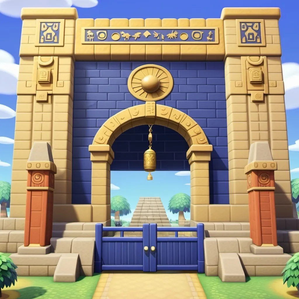 Prompt: Animal Crossing themed Ishtar Gate.