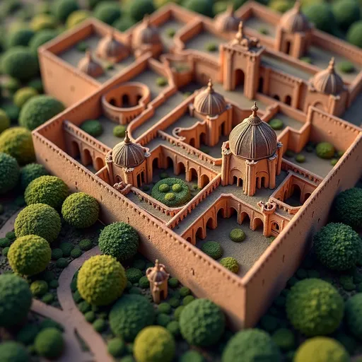 Prompt: soft felt themed Spain's Alhambra, intricate art, rich textures, tilt shift, isometric miniature, aerial view, dynamic composition, immersive atmosphere, 135mm lens, macro photo, sharp focus, depth of field, ultra high detailed. 