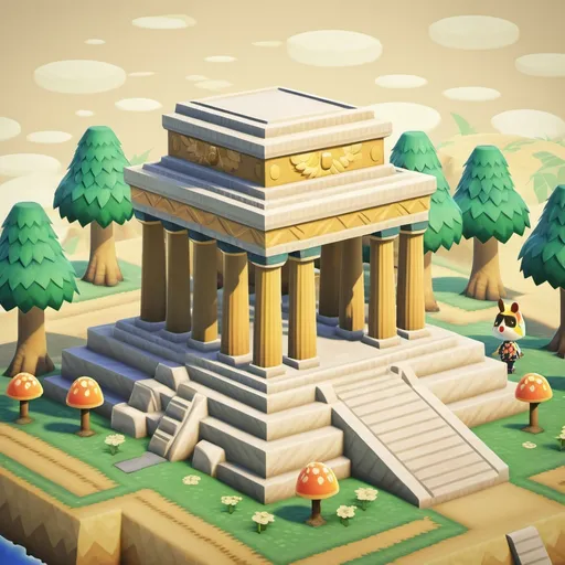 Prompt: Animal Crossing themed Tomb of Cyrus the Great.