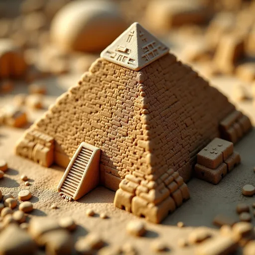 Prompt: soft felt themed Egypt's Giza pyramid clomplex, intricate art, rich textures, tilt shift, isometric miniature, aerial view, dynamic composition, immersive atmosphere, 135mm lens, macro photo, sharp focus, depth of field, ultra high detailed. 