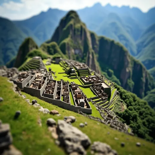 Prompt: soft felt themed Peru's Machu Picchu, intricate art, rich textures, tilt shift, isometric miniature, aerial view, dynamic composition, immersive atmosphere, 135mm lens, macro photo, sharp focus, depth of field, ultra high detailed. 