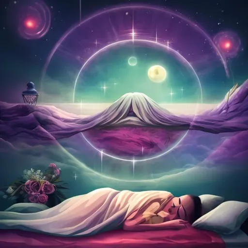 Prompt: surreal sleep well background for event application background with no text
