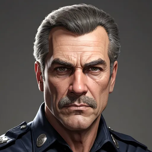 Prompt: create a character for a comic book.  Its  a 53 year old cop with a rough past.  He's handsome yet rugged.  Has all his hair.  Women love him