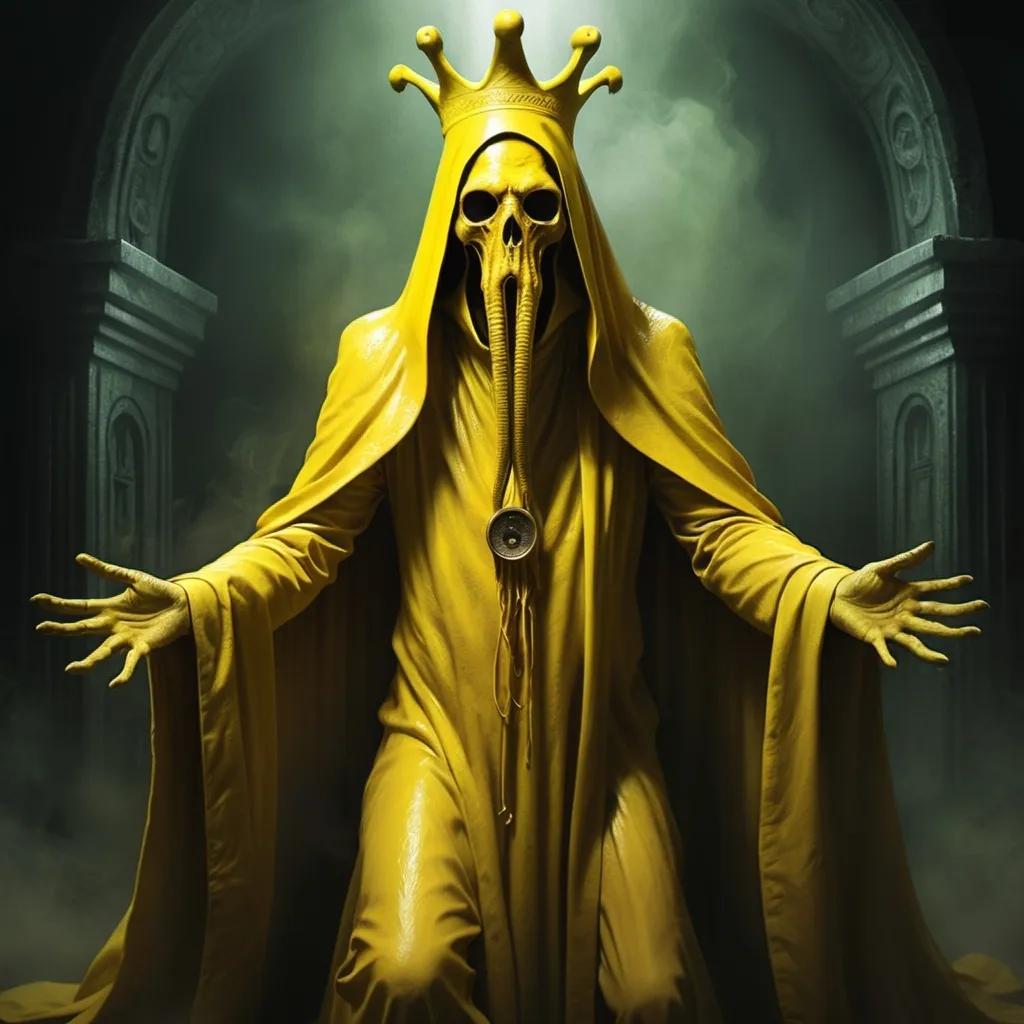 Prompt: The king in yellow those who worship history god from cthulu mythos
