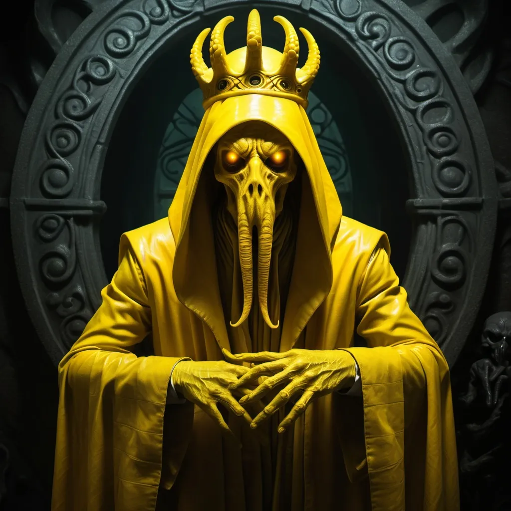 Prompt: The king in yellow those who worship history god from cthulu mythos
