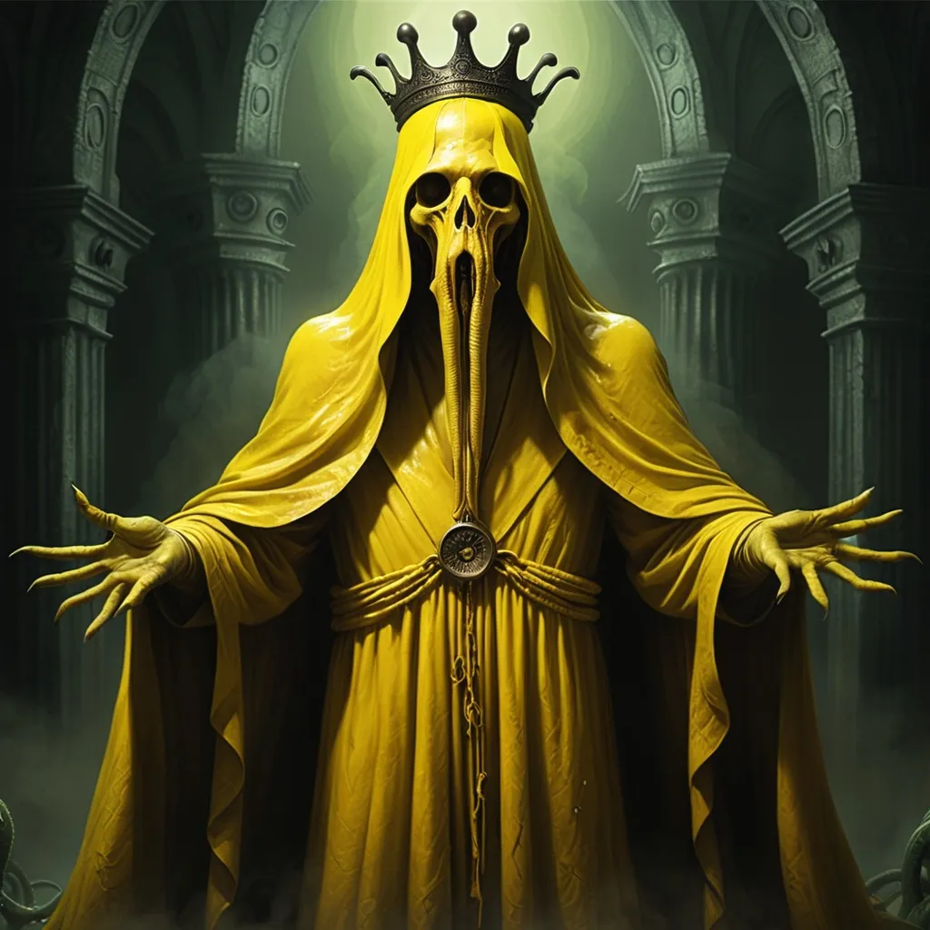 Prompt: The king in yellow those who worship history god from cthulu mythos
