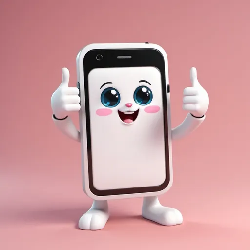 Prompt: 3D cute chat box character with hand arms using phone