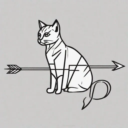 Prompt: lline art of a an arrow pointing right. Cat themed. simple.  Basically a left to right arrow