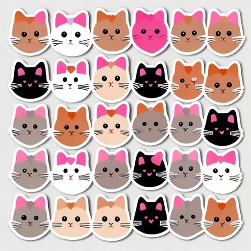 Prompt: a collection of cat stickers colourful with valentines day theme 