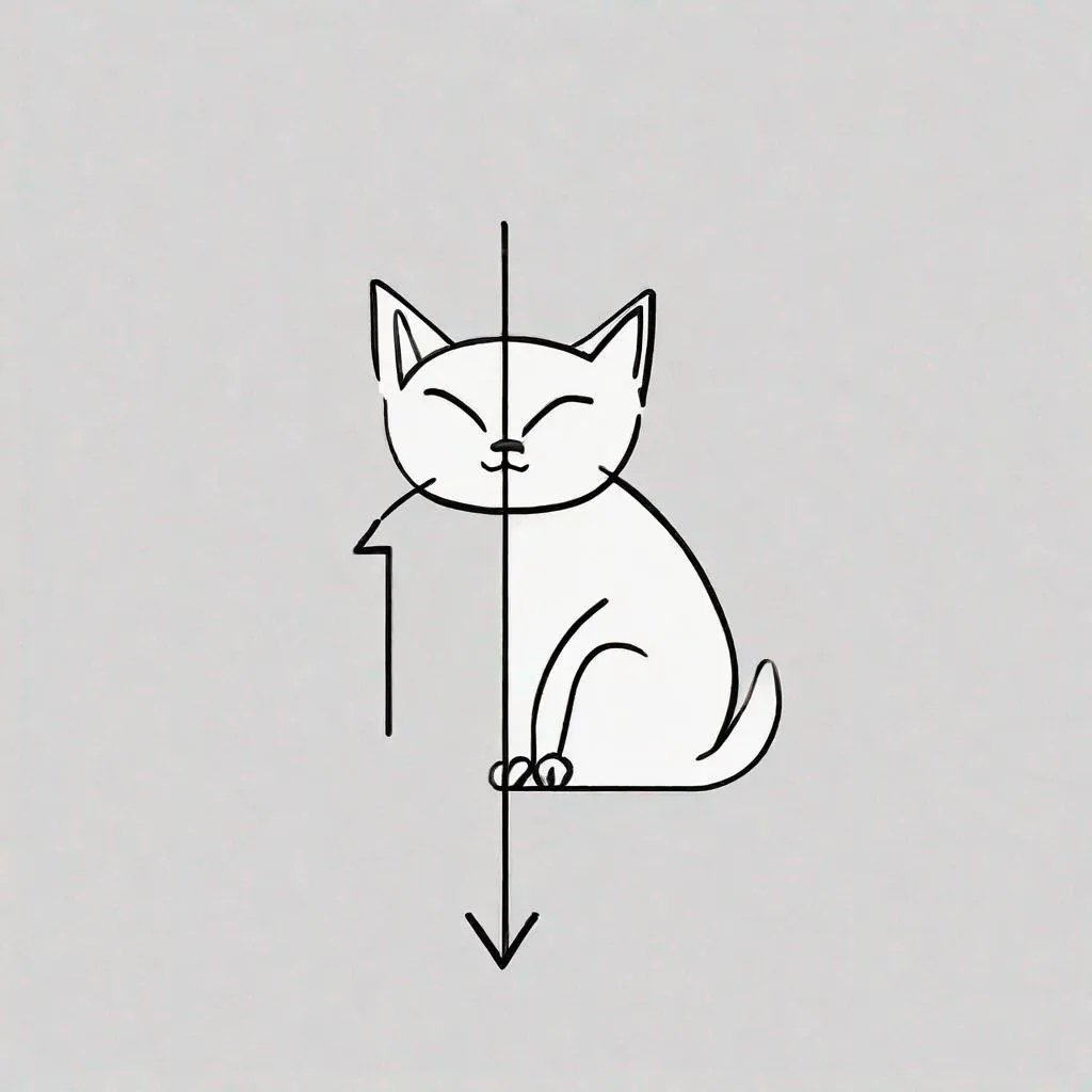 Prompt: lline art of a an arrow pointing right. Cat themed. simple.  Basically a left to right arrow