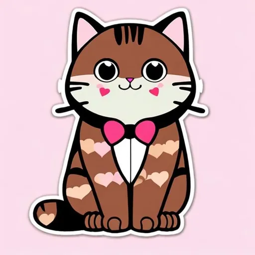 Prompt: cat sticker colourful with valentines day theme 