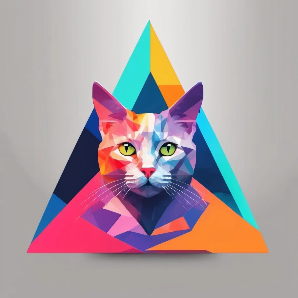 Prompt: triangle Signal. Cat themed. simple. Signal going through a cat head