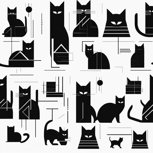 Prompt: black and white, (logo), minimalist design, radio signal, cat-themed, simple and clean lines, negative space, geometric shapes, line art illustration, sleek and modern aesthetics, effective branding, compatible for various uses