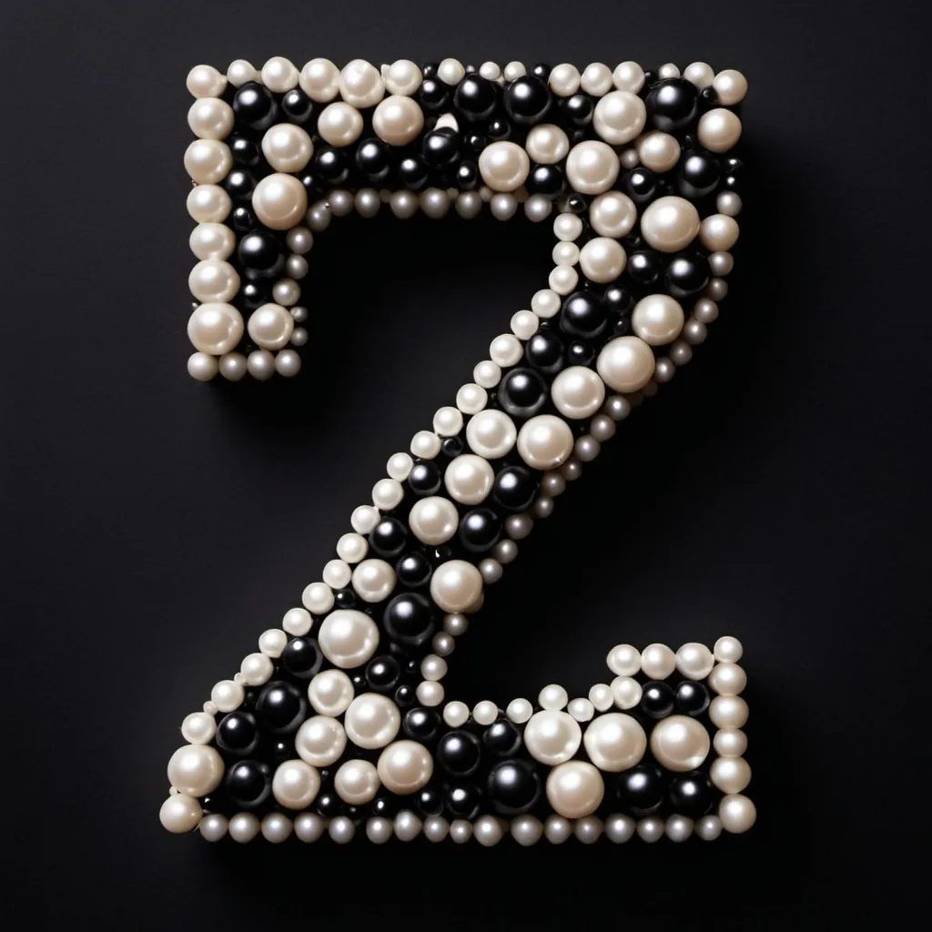 Prompt: Make number 7 made or written with pearls peices in a pitch black background