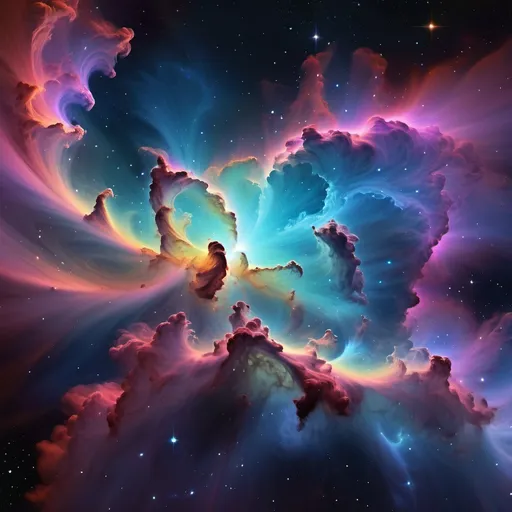 Prompt: (nebula), cosmic clouds, swirling colors, more natural,  ethereal glow, star-studded background,cosmic fog, deep-space atmosphere, transcendent beauty, stunning celestial formations, high detail, serene yet mysterious, expansive canvas, radiant core, richly saturated hues, captivating patterns, dynamic movement, 4K ultra-detailed rendering