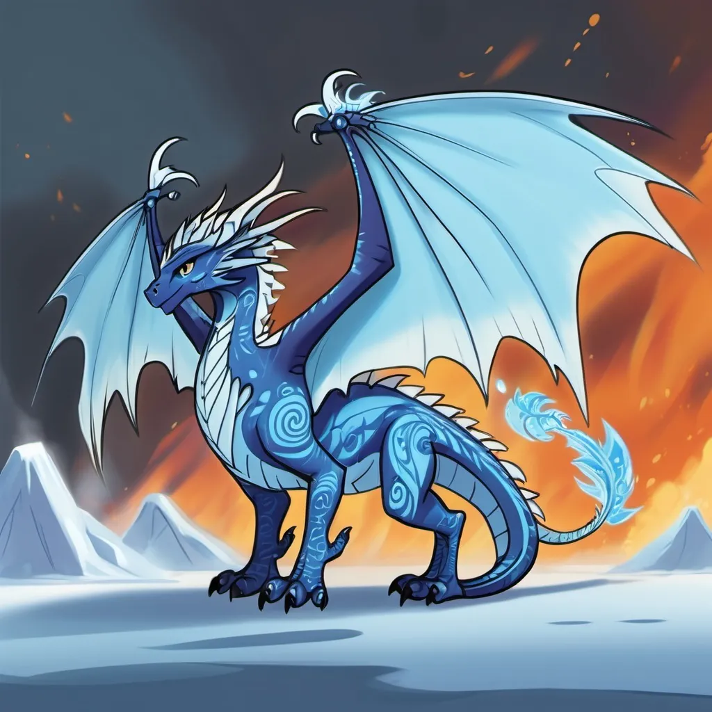 Prompt: Wings of fire icewing mixed with a mudwing