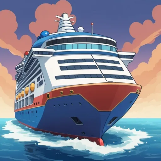 Prompt: Cruise Ship in the style of Megaman Legends Video game